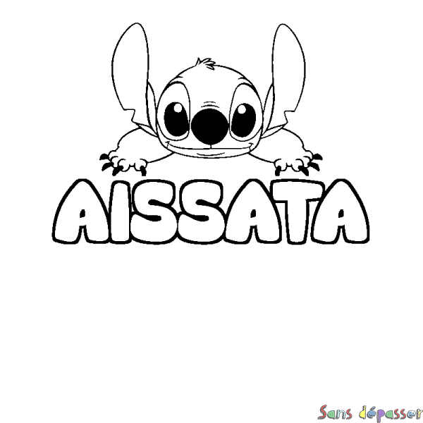Coloriage prénom AISSATA - d&eacute;cor Stitch