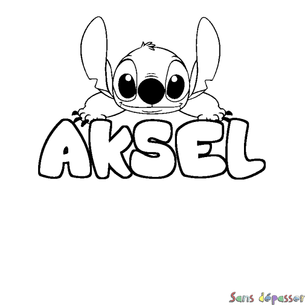 Coloriage prénom AKSEL - d&eacute;cor Stitch