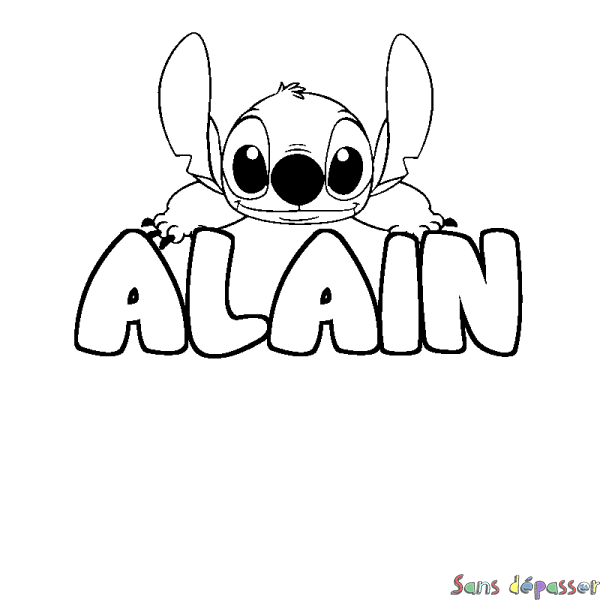Coloriage prénom ALAIN - d&eacute;cor Stitch