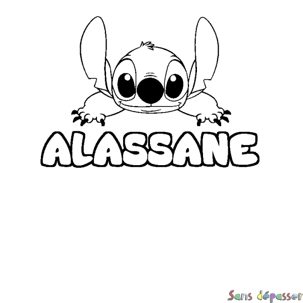 Coloriage prénom ALASSANE - d&eacute;cor Stitch