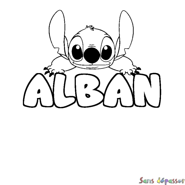 Coloriage prénom ALBAN - d&eacute;cor Stitch