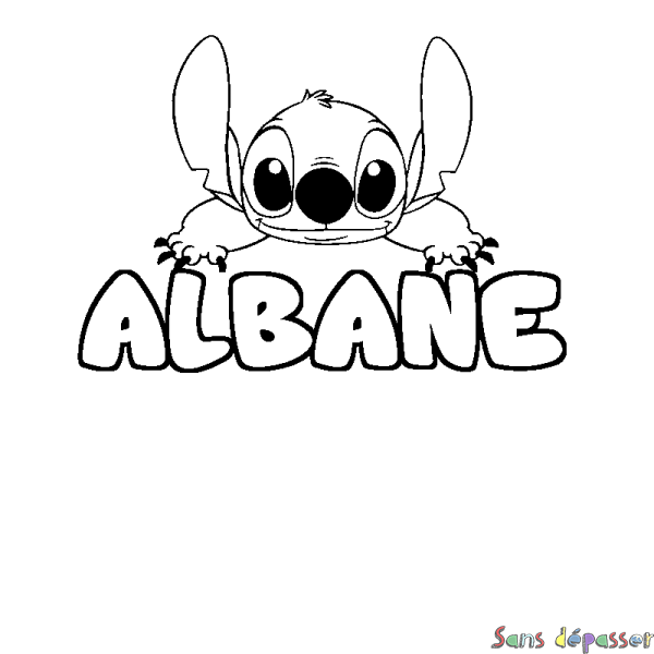 Coloriage prénom ALBANE - d&eacute;cor Stitch