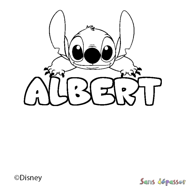 Coloriage pr&eacute;nom ALBERT - d&eacute;cor Stitch