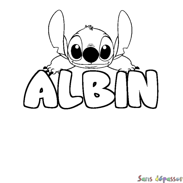 Coloriage prénom ALBIN - d&eacute;cor Stitch
