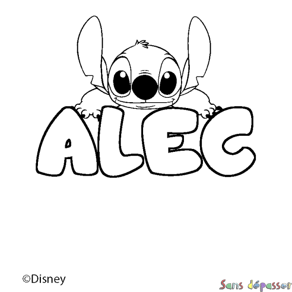 Coloriage pr&eacute;nom ALEC - d&eacute;cor Stitch