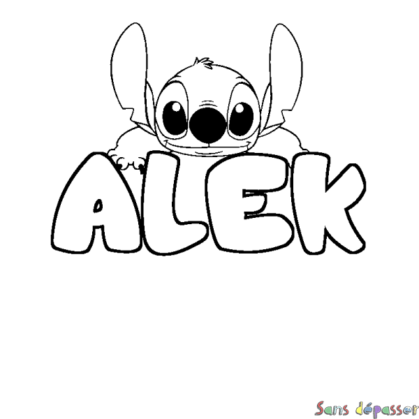 Coloriage prénom ALEK - d&eacute;cor Stitch