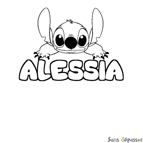 Coloriage prénom ALESSIA - d&eacute;cor Stitch
