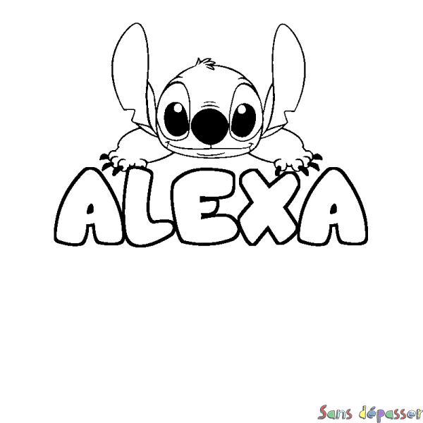 Coloriage prénom ALEXA - d&eacute;cor Stitch