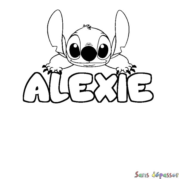 Coloriage prénom ALEXIE - d&eacute;cor Stitch