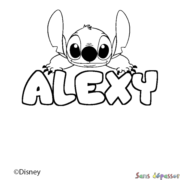 Coloriage pr&eacute;nom ALEXY - d&eacute;cor Stitch