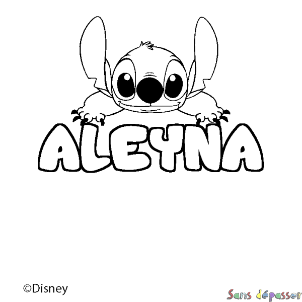 Coloriage pr&eacute;nom ALEYNA - d&eacute;cor Stitch