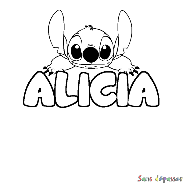 Coloriage prénom ALICIA - d&eacute;cor Stitch