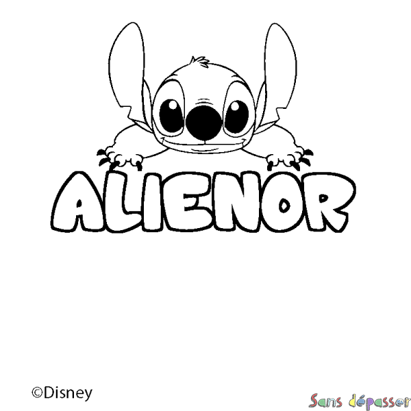 Coloriage pr&eacute;nom ALIENOR - d&eacute;cor Stitch