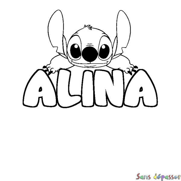 Coloriage prénom ALINA - d&eacute;cor Stitch
