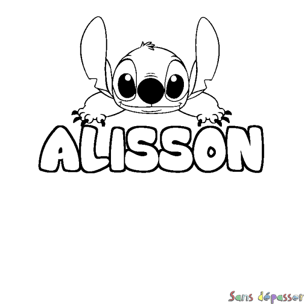 Coloriage prénom ALISSON - d&eacute;cor Stitch