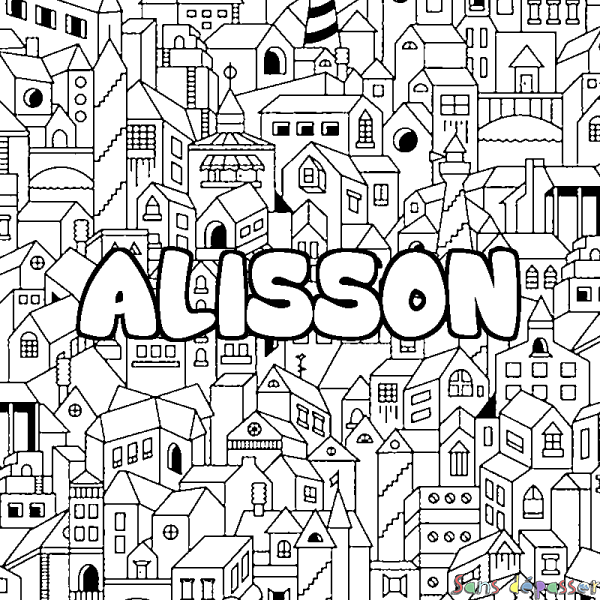 Coloriage prénom ALISSON - d&eacute;cor Ville
