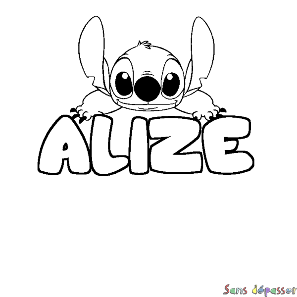 Coloriage prénom ALIZE - d&eacute;cor Stitch