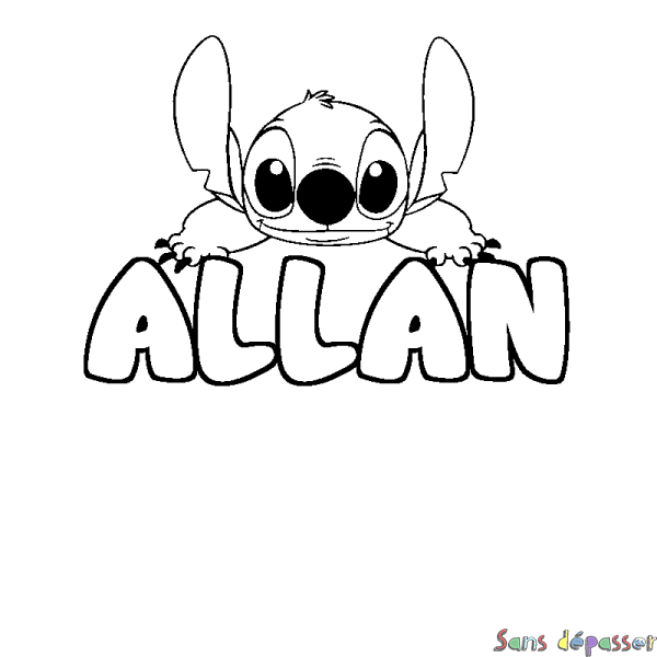 Coloriage prénom ALLAN - d&eacute;cor Stitch