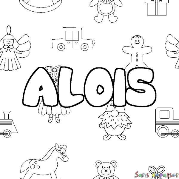 Coloriage prénom ALOIS - d&eacute;cor Jouets