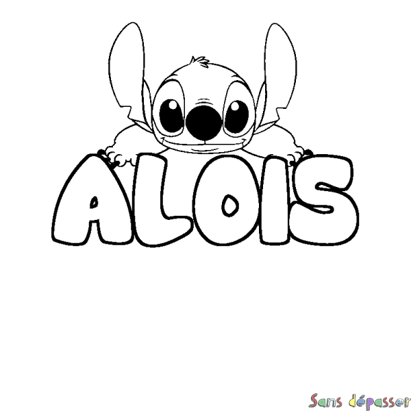 Coloriage prénom ALOIS - d&eacute;cor Stitch