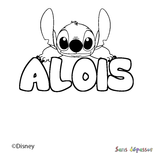 Coloriage pr&eacute;nom ALOIS - d&eacute;cor Stitch