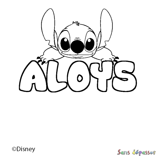 Coloriage pr&eacute;nom ALOYS - d&eacute;cor Stitch
