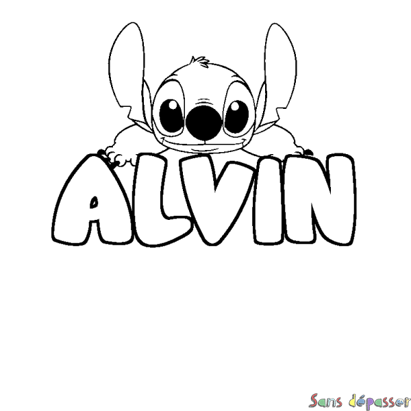Coloriage prénom ALVIN - d&eacute;cor Stitch