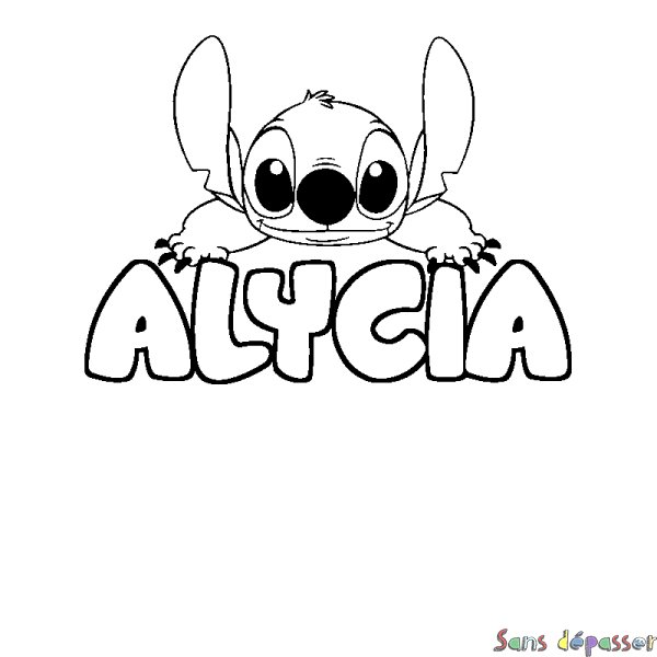 Coloriage prénom ALYCIA - d&eacute;cor Stitch