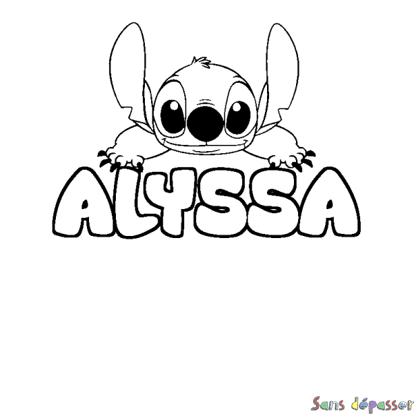 Coloriage prénom ALYSSA - d&eacute;cor Stitch