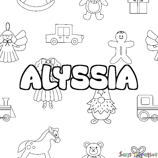 Coloriage prénom ALYSSIA - d&eacute;cor Jouets