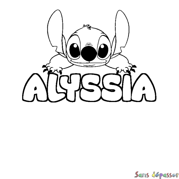 Coloriage prénom ALYSSIA - d&eacute;cor Stitch