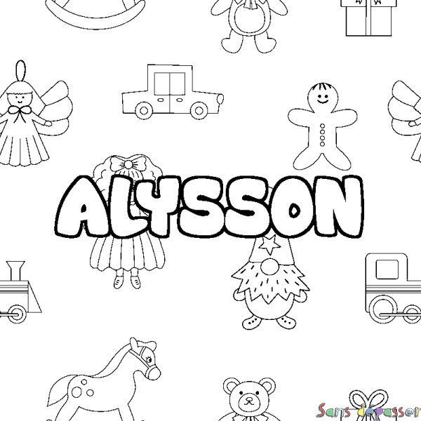Coloriage prénom ALYSSON - d&eacute;cor Jouets