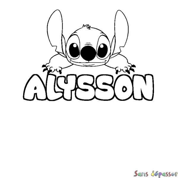 Coloriage prénom ALYSSON - d&eacute;cor Stitch