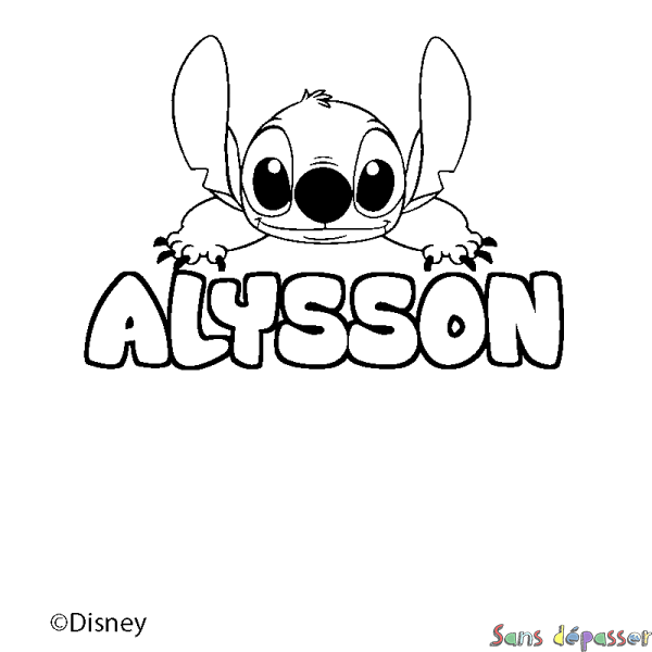 Coloriage pr&eacute;nom ALYSSON - d&eacute;cor Stitch