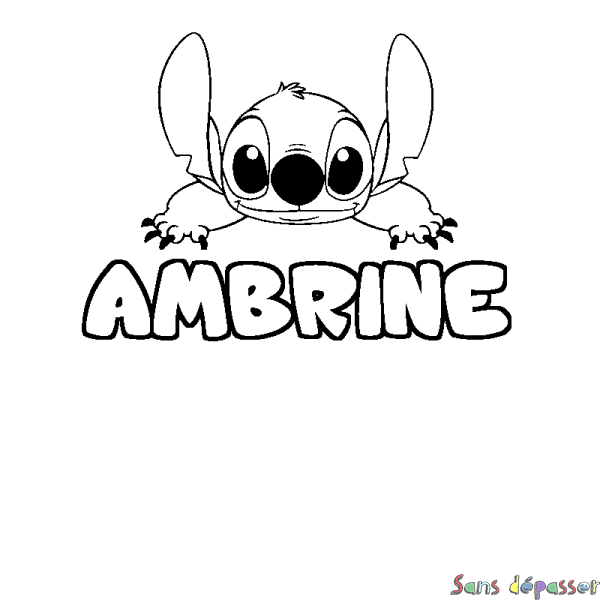 Coloriage prénom AMBRINE - d&eacute;cor Stitch