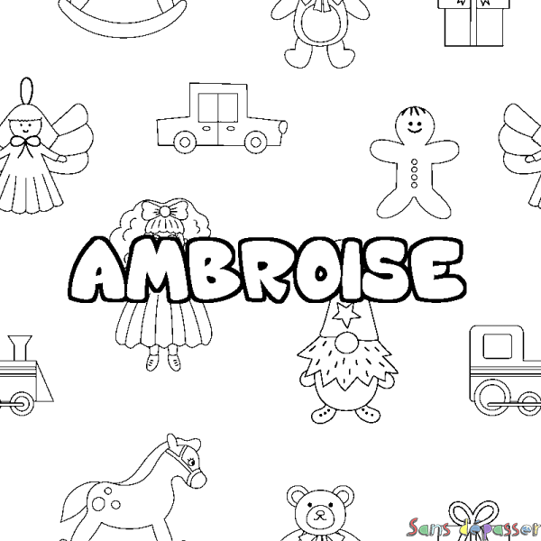 Coloriage prénom AMBROISE - d&eacute;cor Jouets