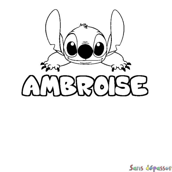 Coloriage prénom AMBROISE - d&eacute;cor Stitch