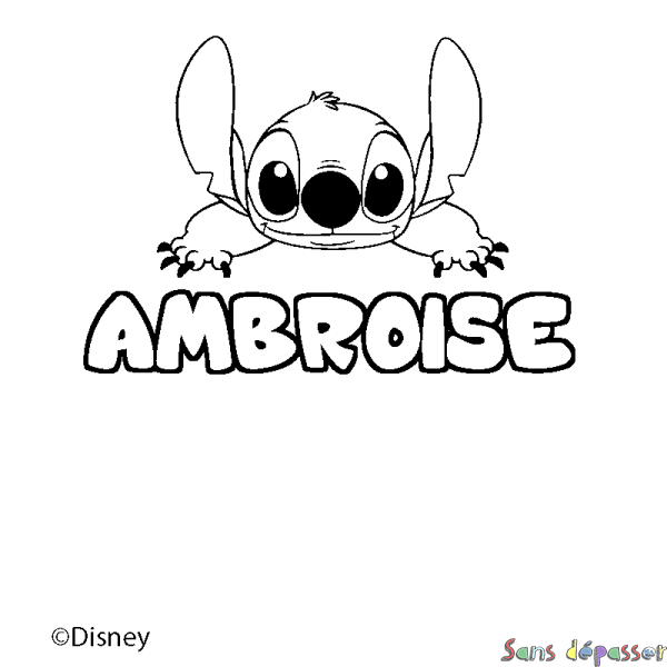 Coloriage pr&eacute;nom AMBROISE - d&eacute;cor Stitch