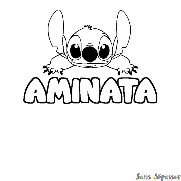 Coloriage prénom AMINATA - d&eacute;cor Stitch