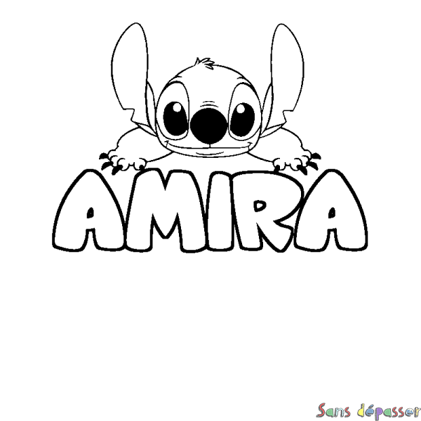 Coloriage prénom AMIRA - d&eacute;cor Stitch
