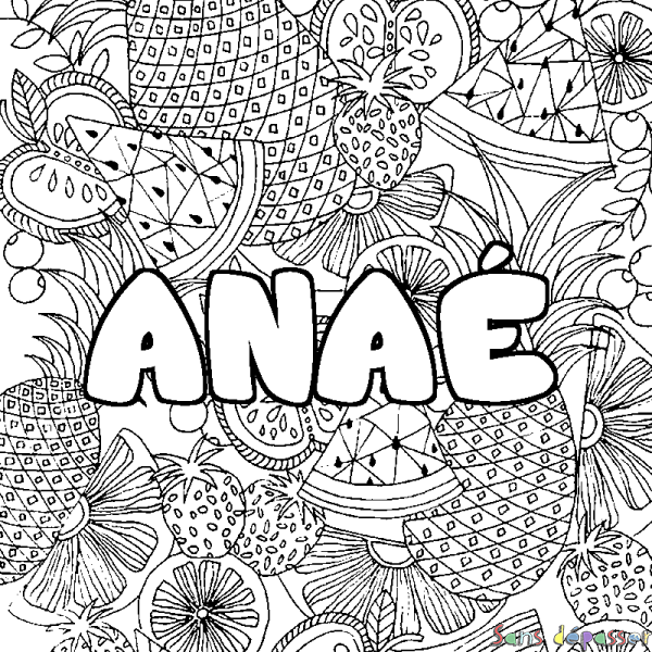 Coloriage prénom ANA&Eacute; - d&eacute;cor Mandala fruits