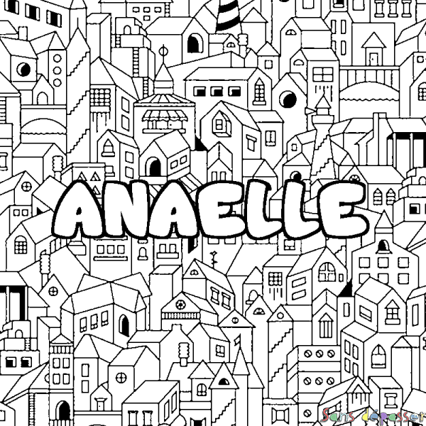 Coloriage prénom ANAELLE - d&eacute;cor Ville