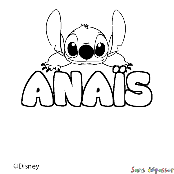 Coloriage pr&eacute;nom ANA&Iuml;S - d&eacute;cor Stitch