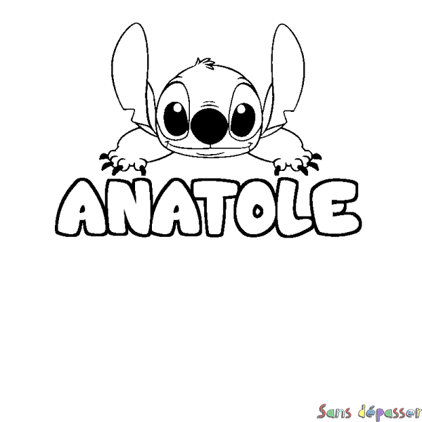 Coloriage prénom ANATOLE - d&eacute;cor Stitch