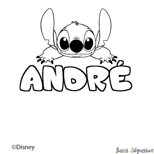 Coloriage pr&eacute;nom ANDR&Eacute; - d&eacute;cor Stitch