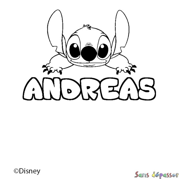 Coloriage pr&eacute;nom ANDREAS - d&eacute;cor Stitch