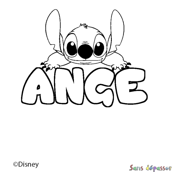 Coloriage pr&eacute;nom ANGE - d&eacute;cor Stitch