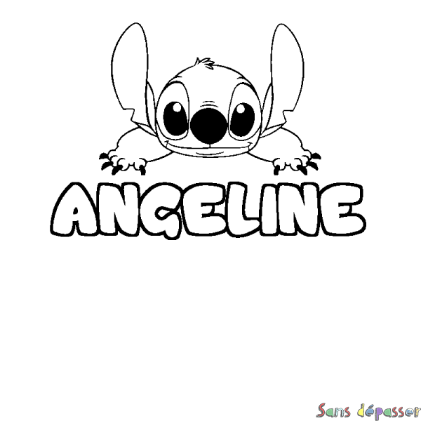 Coloriage prénom ANGELINE - d&eacute;cor Stitch