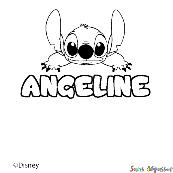Coloriage pr&eacute;nom ANGELINE - d&eacute;cor Stitch