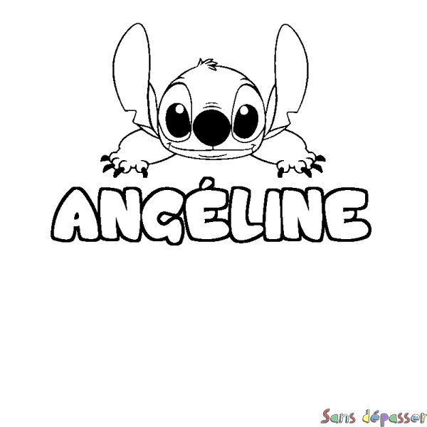 Coloriage prénom ANG&Eacute;LINE - d&eacute;cor Stitch